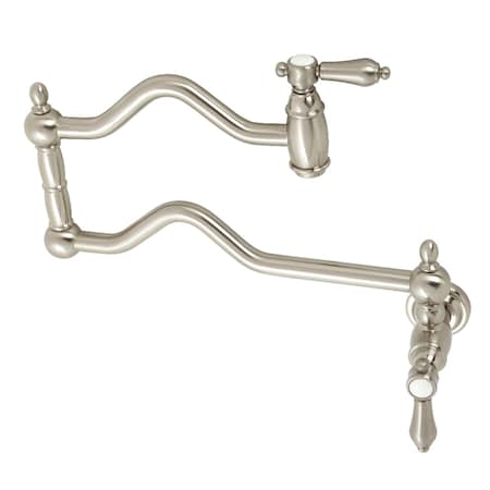 Kingston Brass KS2108BAL Heirloom Wall Mount Pot Filler, Brushed Nickel KS2108BAL